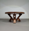 Height adjustable, round, oak coffee table 1960s