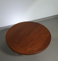 Height adjustable, round, oak coffee table 1960s