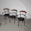 Italian Postmodern / turnable / wrought iron dining chairs / leather seats