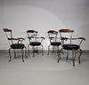 Italian Postmodern / turnable / wrought iron dining chairs / leather seats