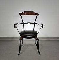 Italian Postmodern / turnable / wrought iron dining chairs / leather seats