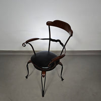 Italian Postmodern / turnable / wrought iron dining chairs / leather seats