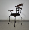 Italian Postmodern / turnable / wrought iron dining chairs / leather seats