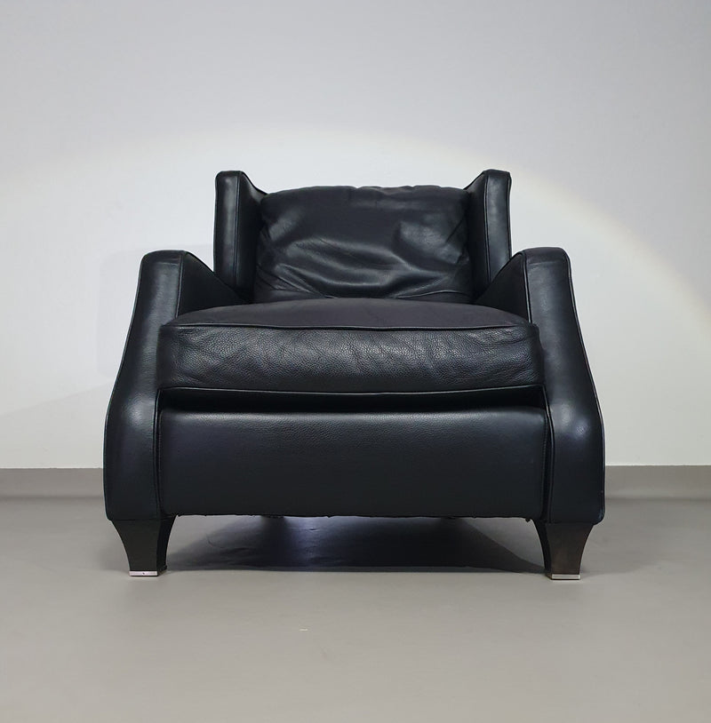 AMADEUS NATUZZI LOUNGE CHAIR / black leather