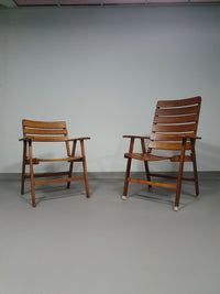 Mid-Century garden folding chairs. Set of 2. High back /  lowback