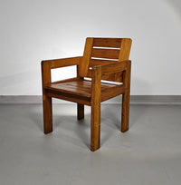 Pine wood chair 1970s with foldable seat.