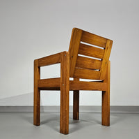 Pine wood chair 1970s with foldable seat.