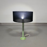 Ceramic glazed table lamp with green webbing pattren