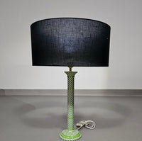 Ceramic glazed table lamp with green webbing pattren