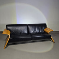 Harvink Mazurka black leather sofa 1980s