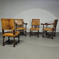 Matching set / Castle Chairs / Neo Barok / sheep leather / 1900s