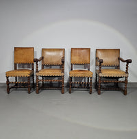 Matching set / Castle Chairs / Neo Barok / sheep leather / 1900s