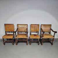 Matching set / Castle Chairs / Neo Barok / sheep leather / 1900s