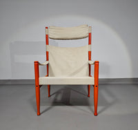 Safari lounge chair, model 30,  designed by Erik Worts and manufactured by Niels Eilersen, Denmark 1960.