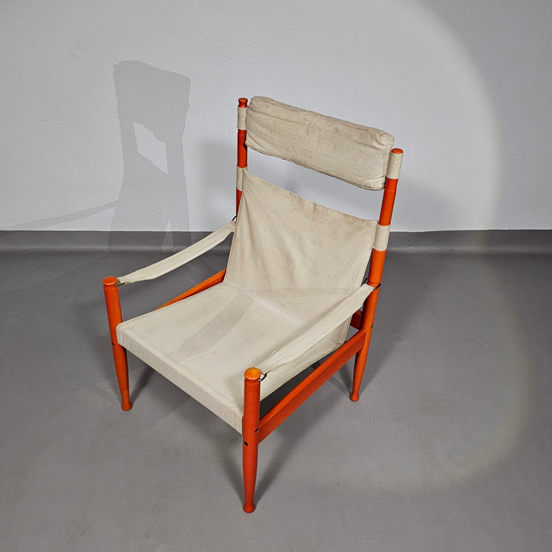 Safari lounge chair, model 30,  designed by Erik Worts and manufactured by Niels Eilersen, Denmark 1960.