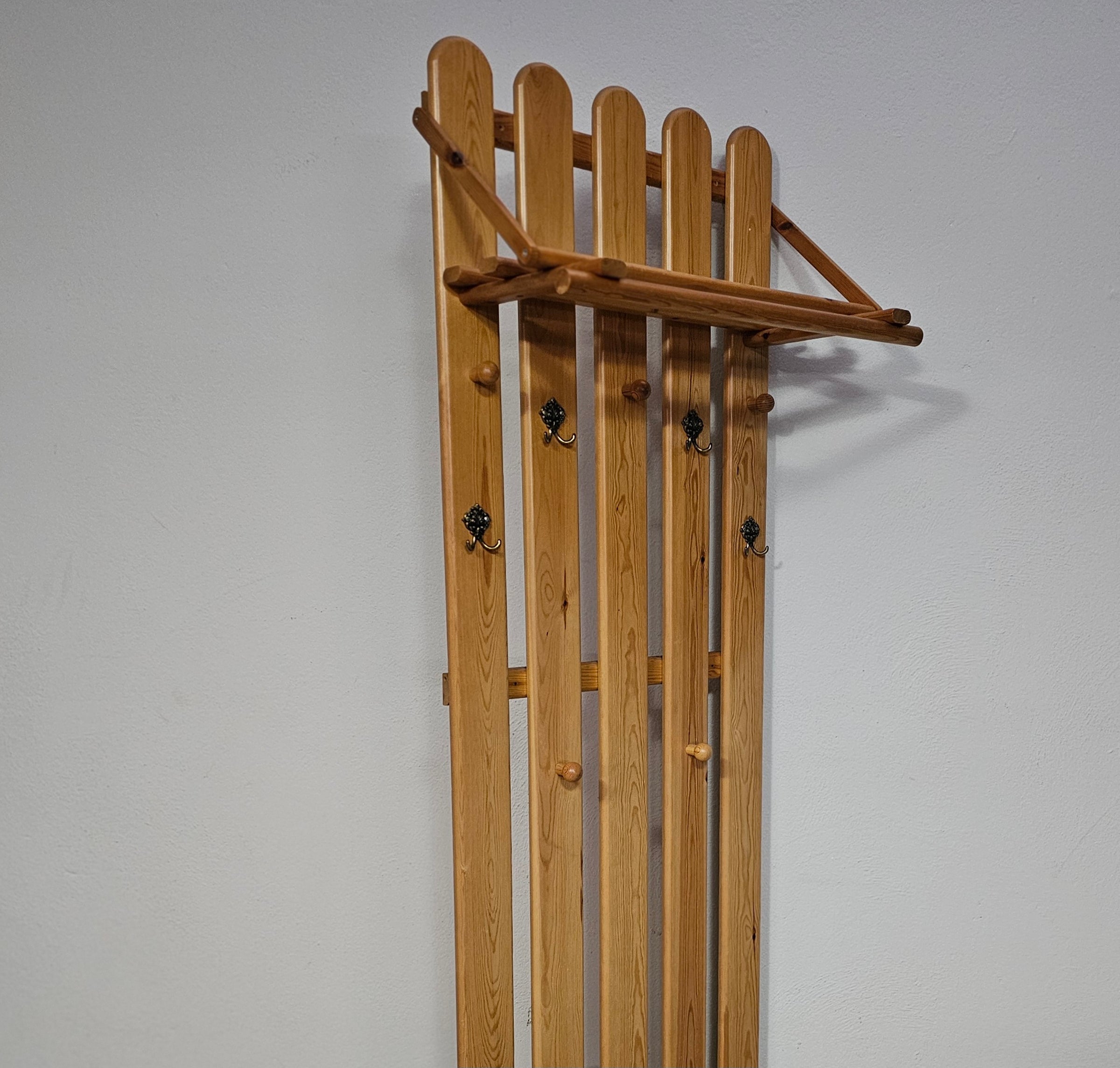 Pine wood coat rack / coatrack Width 60 Height 190 Depth 30 cm