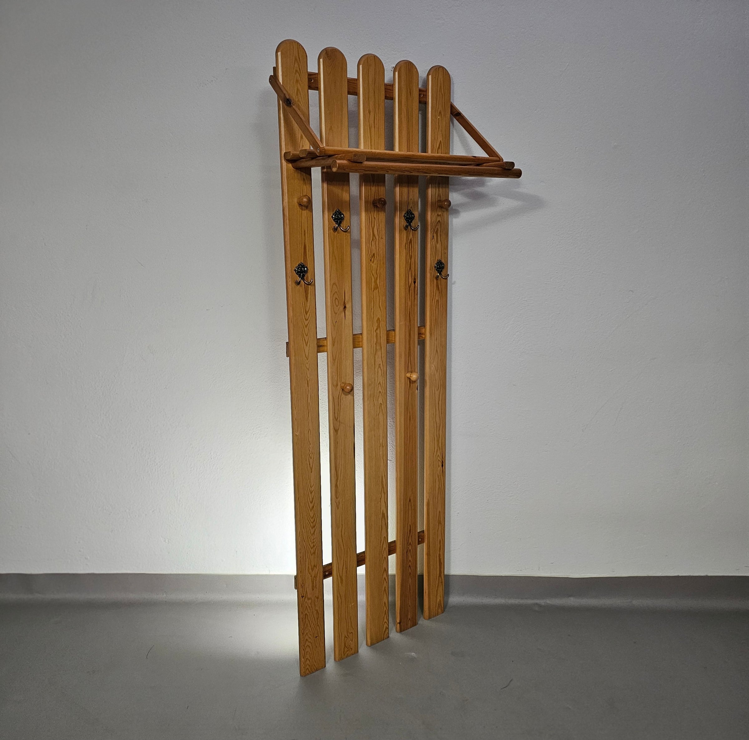 Pine wood coat rack / coatrack Width 60 Height 190 Depth 30 cm