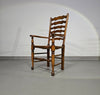 Set of 4 oak, rustic, farmhouse, ladderback dining chairs with rush seats 1960s