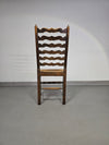 Set of 4 oak, rustic, farmhouse, ladderback dining chairs with rush seats 1960s