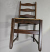 Set of 2 oak , rustic, farmhouse, ladderback dining chairs with rush seats