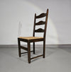 Set of 2 oak , rustic, farmhouse, ladderback dining chairs with rush seats