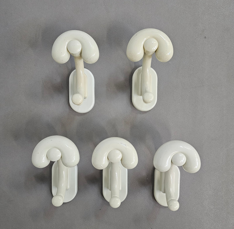 5 x plastic coat hook 1970s made in Italy