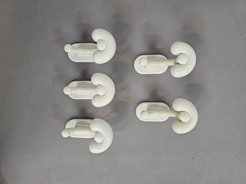 5 x plastic coat hook 1970s made in Italy