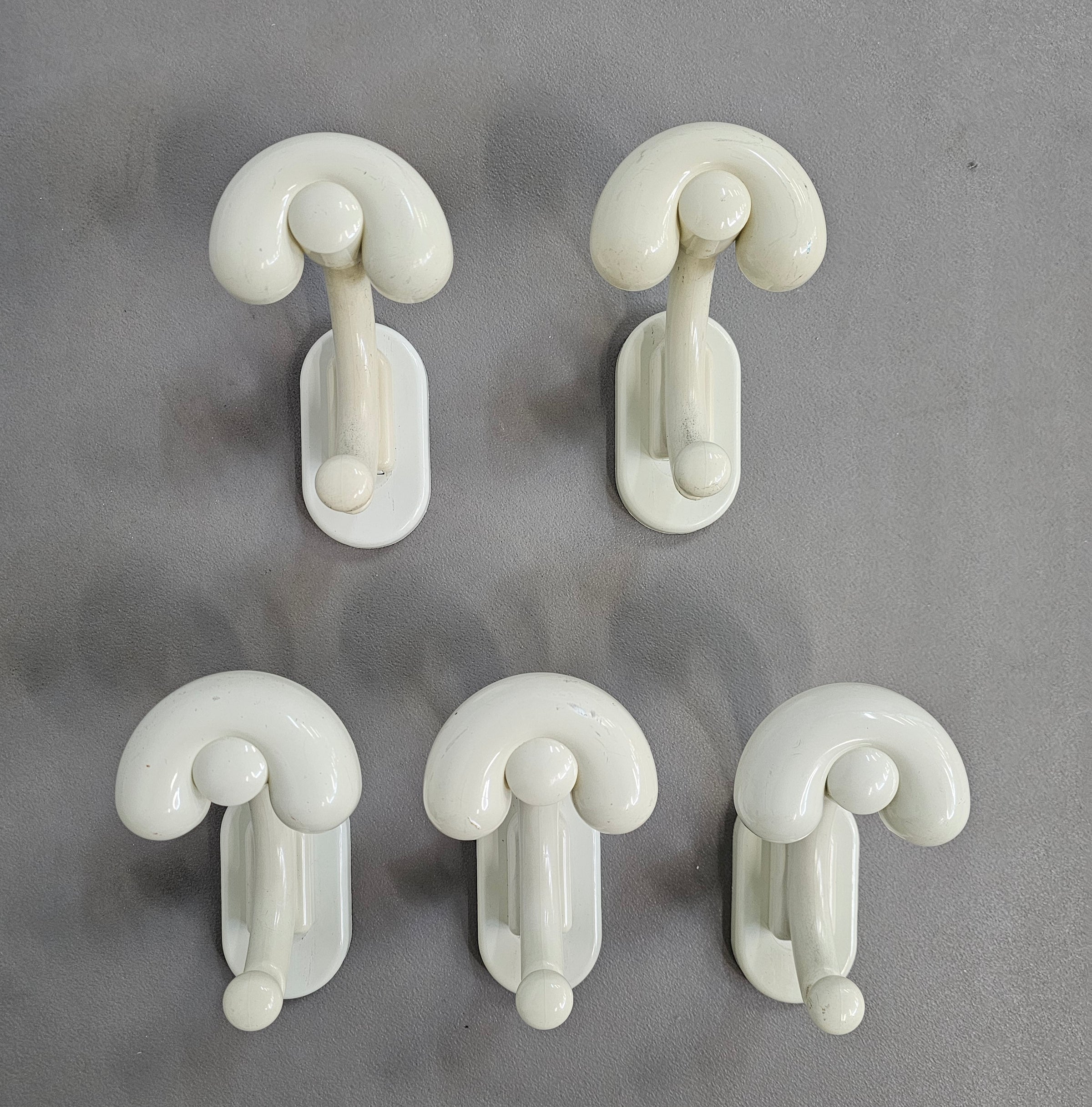 5 x plastic coat hook 1970s made in Italy