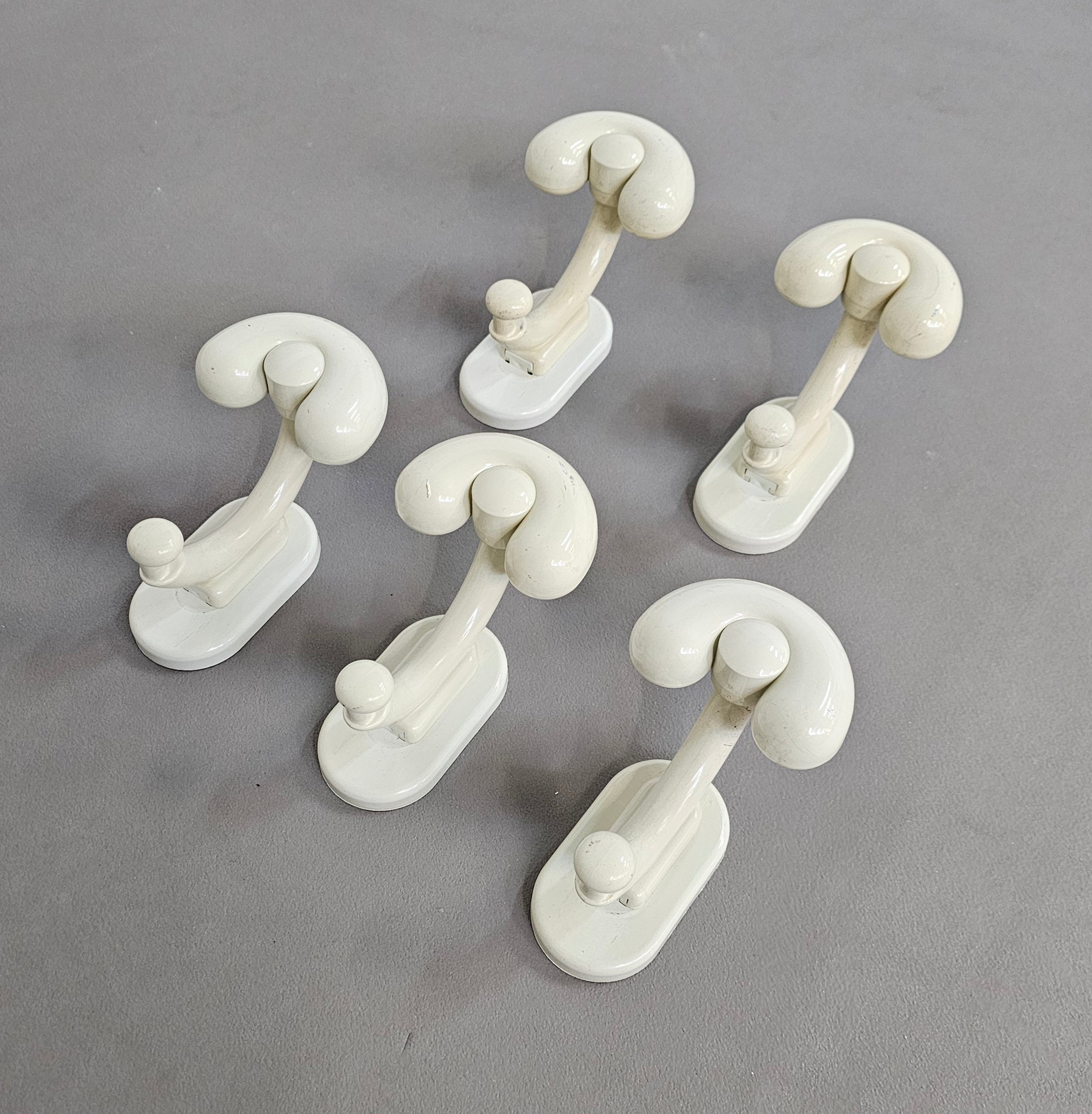 5 x plastic coat hook 1970s made in Italy