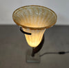 Large Jugendstil Floor / Table Lamps / Roberto Galli / Stone Base With Italian Glass Shade