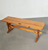 Scandinavian modern solid pinewood benches and dining table, 1970's