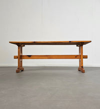 Scandinavian modern solid pinewood benches and dining table, 1970's