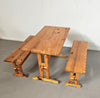 Scandinavian modern solid pinewood benches and dining table, 1970's