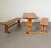 Scandinavian modern solid pinewood benches and dining table, 1970's