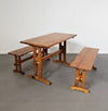 Scandinavian modern solid pinewood benches and dining table, 1970's