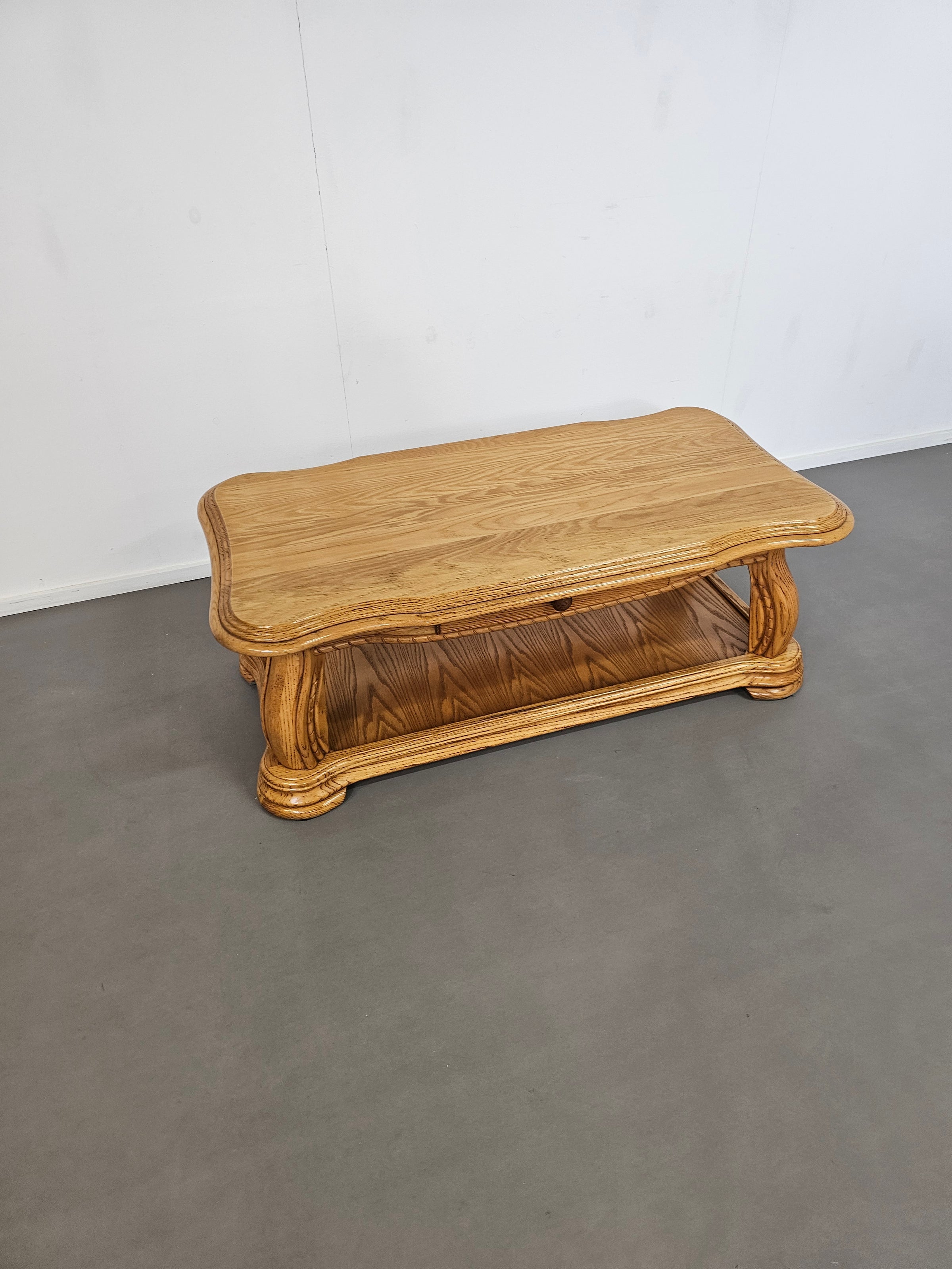 French solid oak coffee table 1970s