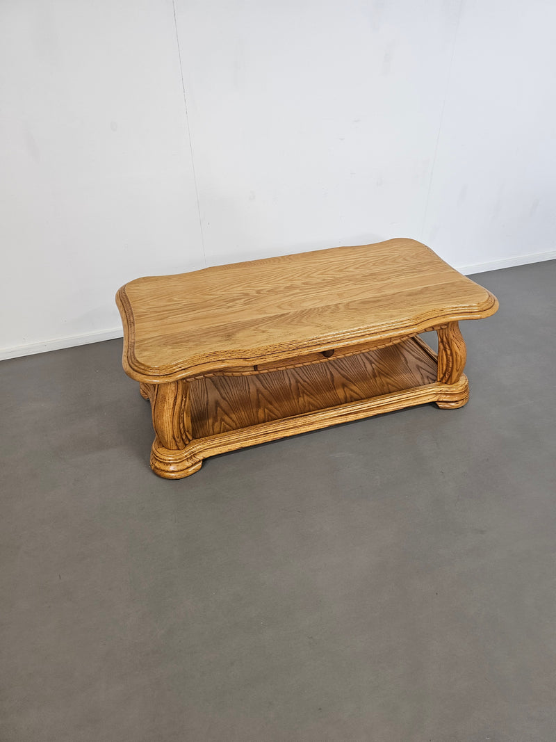 French solid oak coffee table 1970s