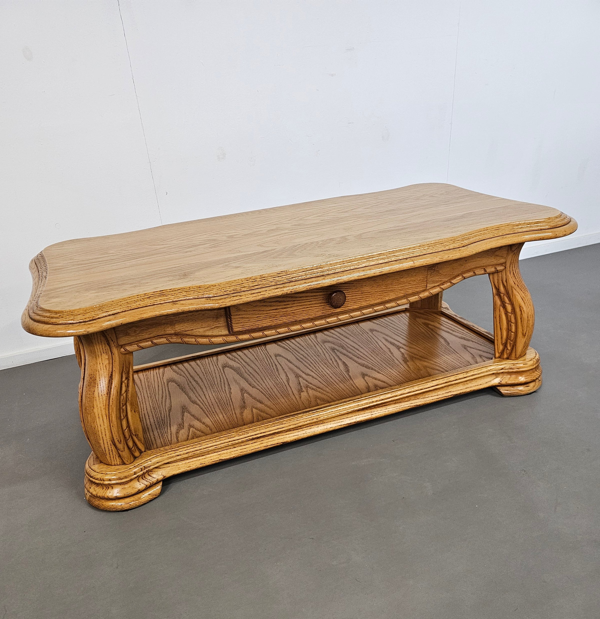 French solid oak coffee table 1970s