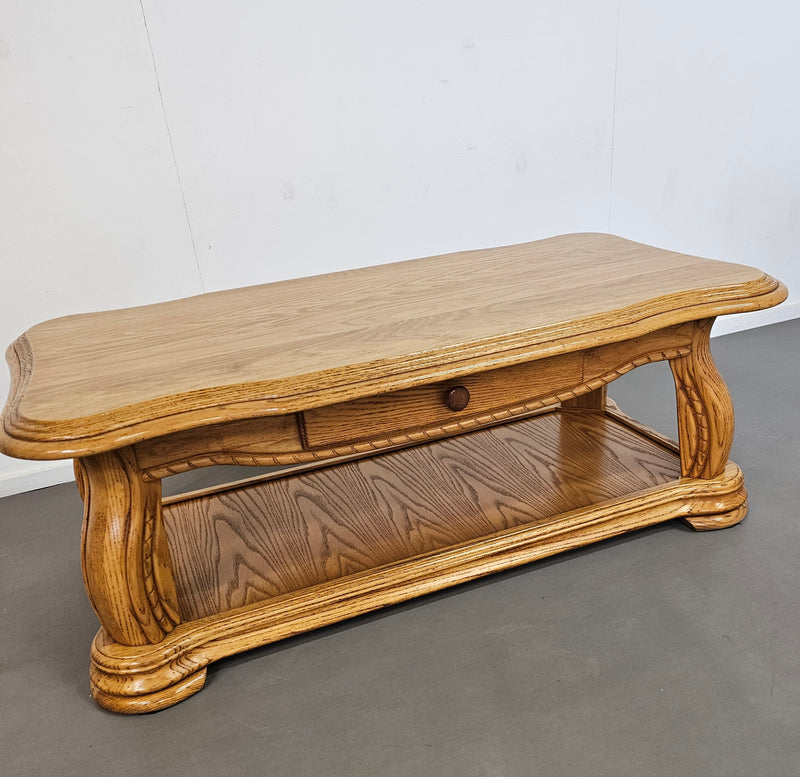 French solid oak coffee table 1970s