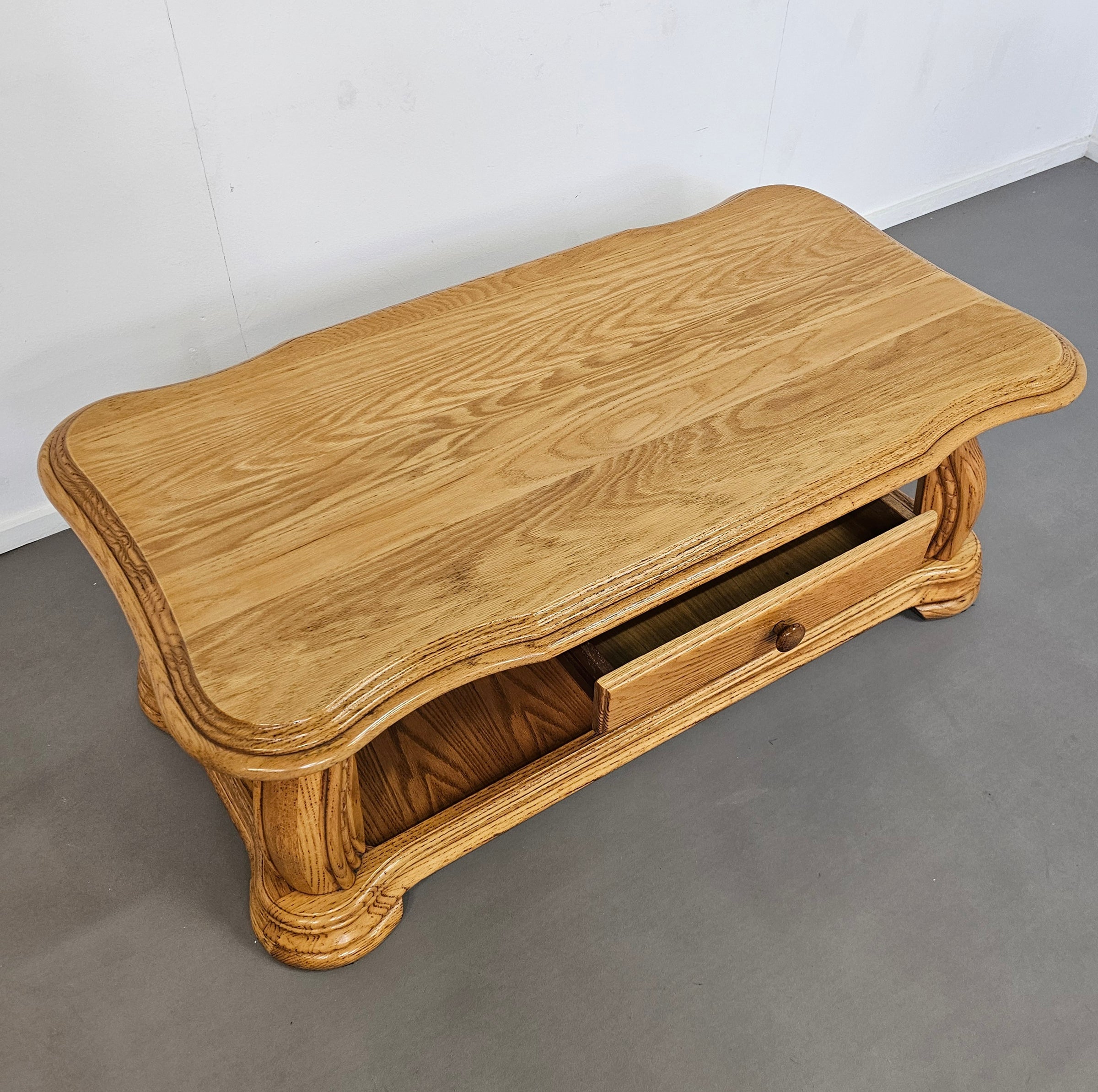 French solid oak coffee table 1970s