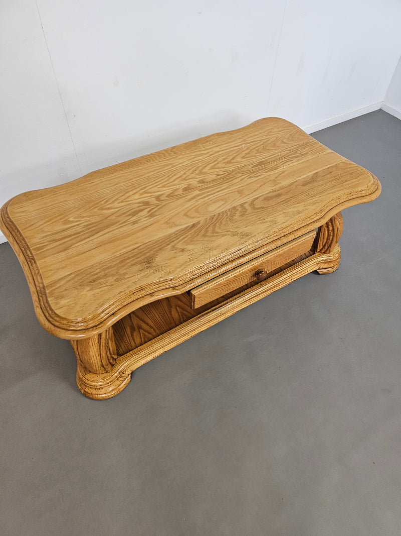 French solid oak coffee table 1970s