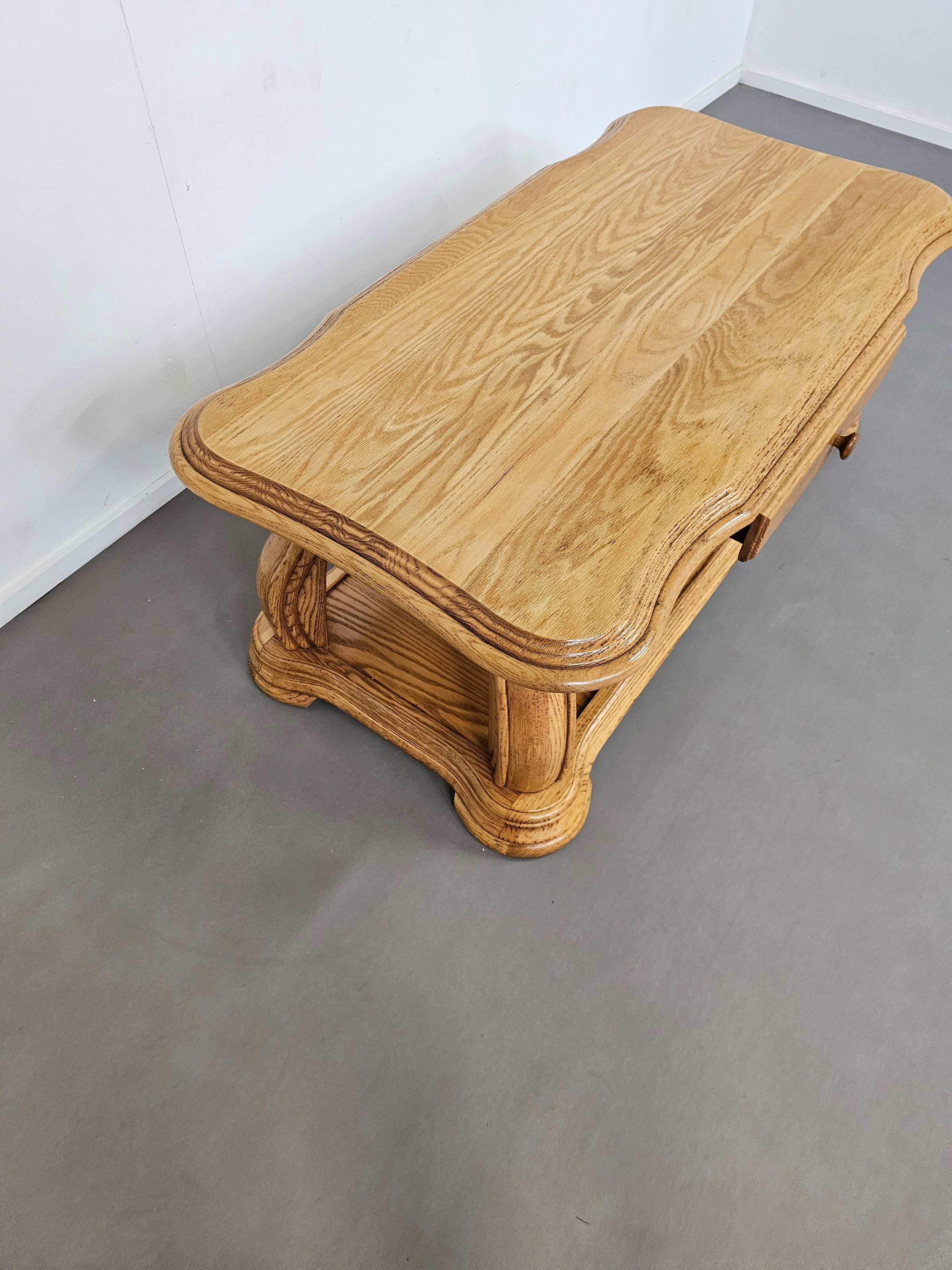 French solid oak coffee table 1970s