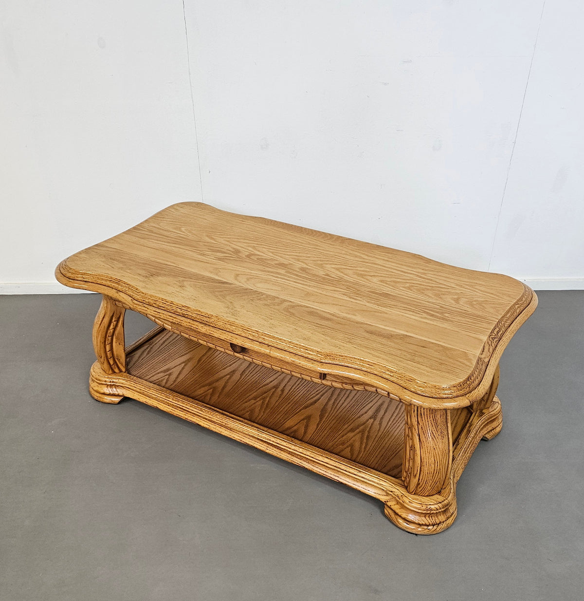 French solid oak coffee table 1970s