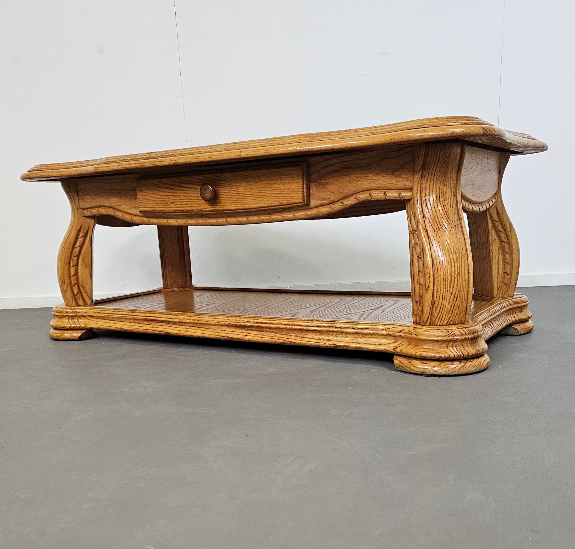 French solid oak coffee table 1970s