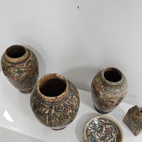 Early 20th century Persian Qajar-Dynasty Pottery Vases / bowl / bottle / 1900s