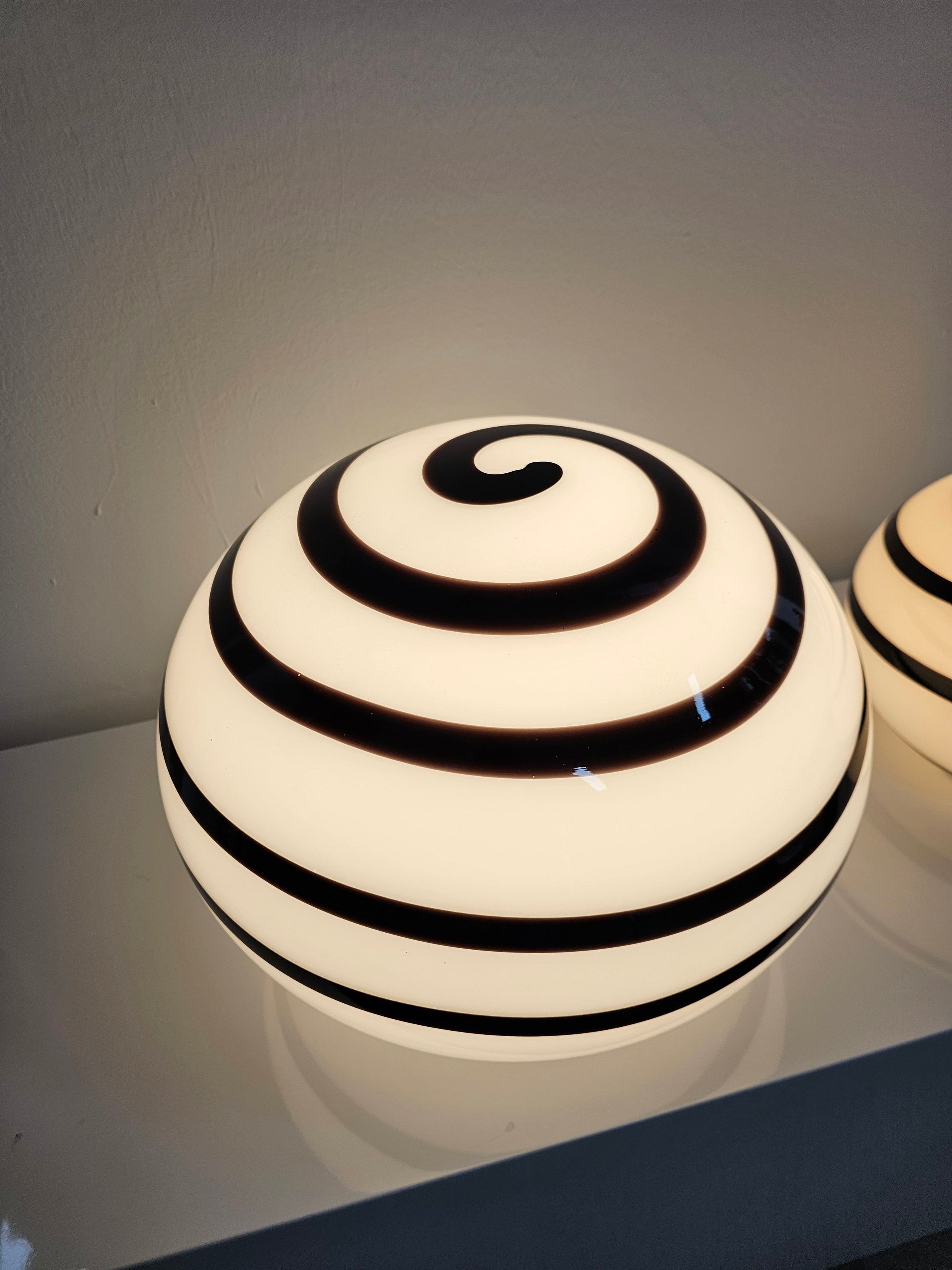 Vintage glass Ilu di Vetro swirl zebra lamps