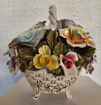 Bassano ceramics Basket with flowers, Italy 1950s