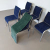 Set of 5 vintage bend aluminium dining chairs with 5 blue / 5 green covers. Very goed condition / Belgium 1980