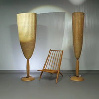 2 x Marco Agnoli for Pierantonio Bonacina XL / Flûte Floor Lamp in Cane and Wood