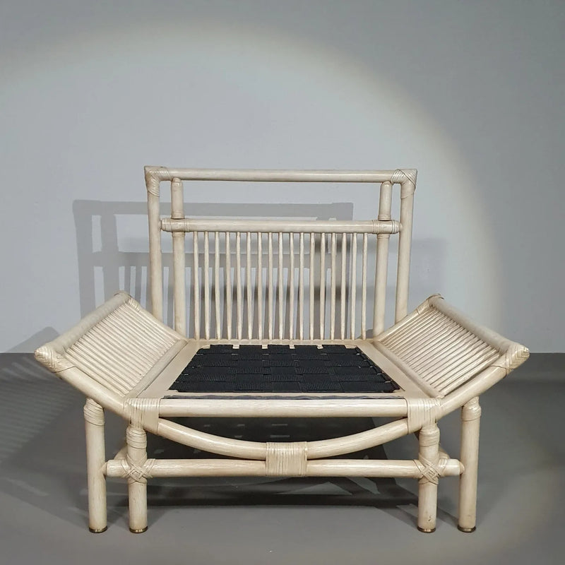 Large Bamboo / Rattan love seat 80's